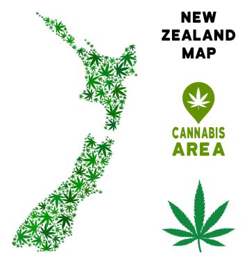 Vektör esrar kompozisyon Yeni Zelanda Haritası