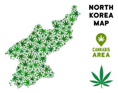 Vektör esrar mozaik Kuzey Kore Haritası