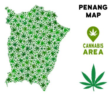 Vektör esrar mozaik Penang Adası Haritası