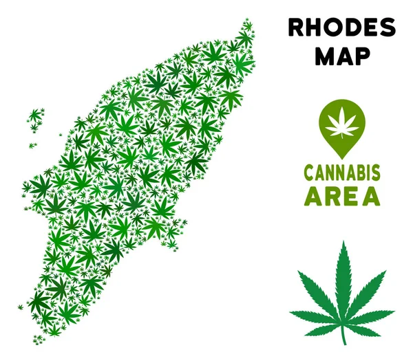 Vektör esrar kompozisyon Yunan Rodos Adası Haritası