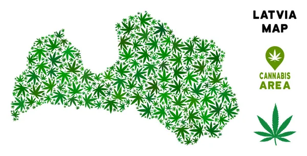 Vektör esrar mozaik Letonya haritası