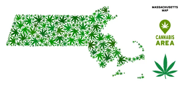 Vektör esrar mozaik Massachusetts eyalet harita