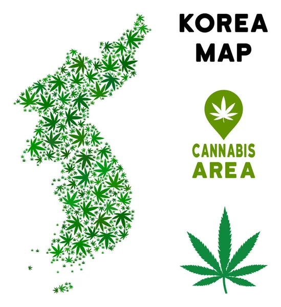 Vektör esrar mozaik Kuzey ve Güney Kore Haritası