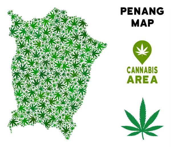 Vektör esrar mozaik Penang Adası Haritası