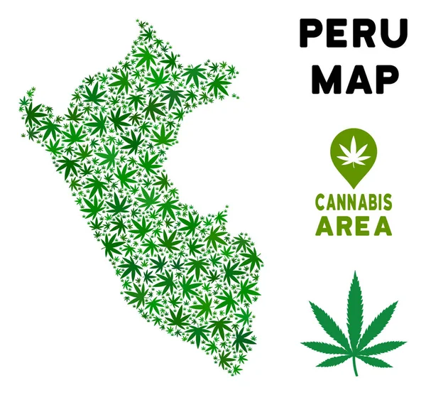 ベクトル マリファナ組成ペルー地図 — ストックベクタ
