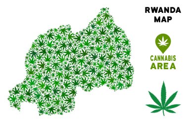 Vektör esrar mozaik Ruanda Haritası