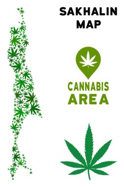 Vektör esrar mozaik Sakhalin Adası Haritası