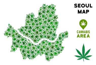 Vektör esrar mozaik Seoul şehir haritası