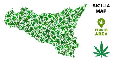 Vektör esrar kompozisyon Sicilia harita