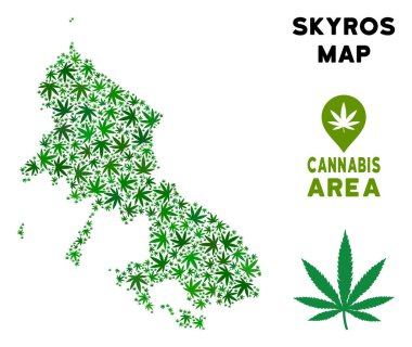 Vektör esrar kolaj Skyros Yunan Adası Haritası