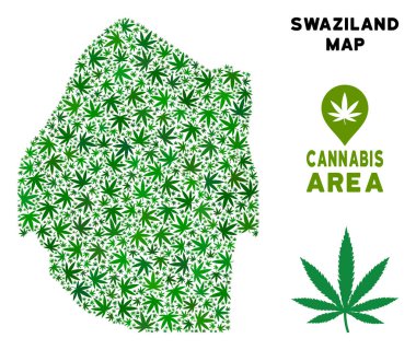 Vektör esrar mozaik Svaziland Haritası