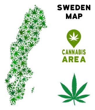 Vektör esrar mozaik İsveç harita