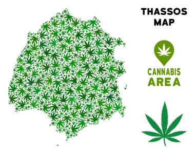 Vektör esrar mozaik Thassos Yunan Adası Haritası