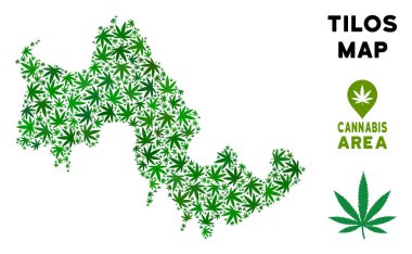 Vektör esrar kolaj Tilos Yunan Adası Haritası