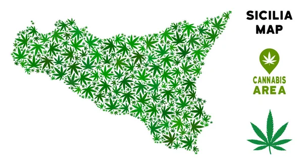 Vektör esrar kompozisyon Sicilia harita