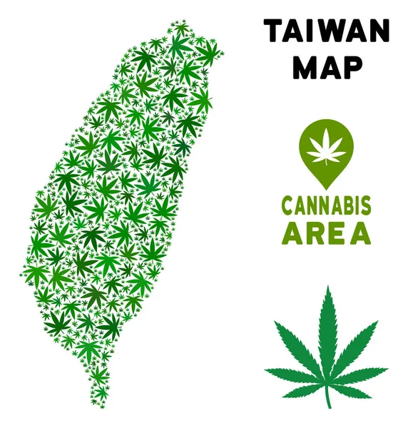 Vektör esrar kompozisyon Tayvan ada Haritası