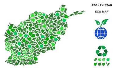Vektör yaprak yeşil mozaik Afganistan harita