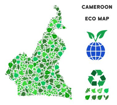 Vektör ekoloji yeşil kompozisyon Afrika Kamerun Haritası