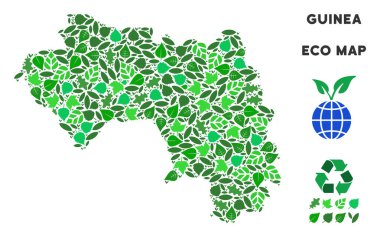 Vektör yaprak yeşil mozaik Afrika Gine Haritası