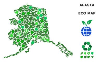 Vektör eko yeşil kompozisyon Alaska Haritası