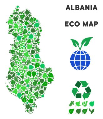 Vektör eko yeşil kompozisyon Arnavutluk Haritası