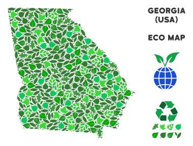 Vektör ekoloji yeşil mozaik Amerikan devlet Gürcistan Haritası
