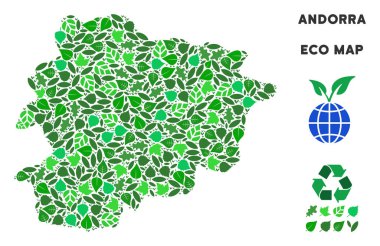 Vektör ekoloji yeşil mozaik Andorra Haritası
