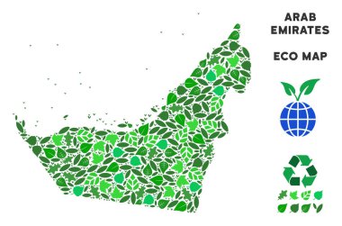 Vektör ekoloji yeşil mozaik Arap Emirlikleri harita