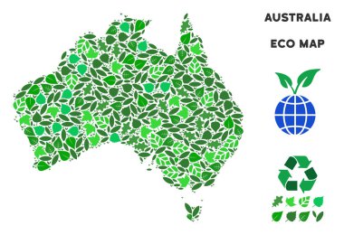 Vektör eko yeşil mozaik Avustralya Haritası