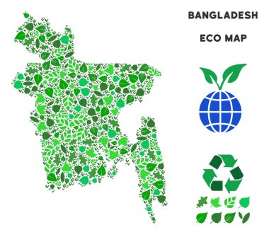Vektör eko yeşil kompozisyon Bangladeş Haritası
