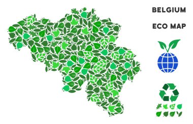 Vektör eko yeşil mozaik Belçika Haritası