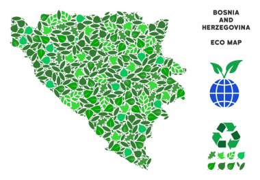 Vektör eko yeşil mozaik Bosna-Hersek Haritası