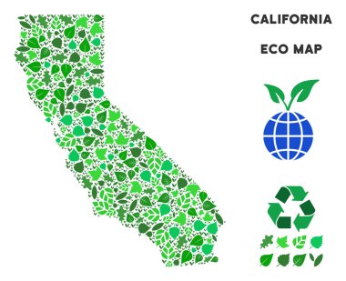 Vektör eko yeşil kolaj California haritası