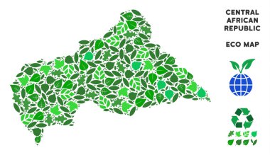 Vektör yaprak yeşil mozaik Orta Afrika Cumhuriyeti harita