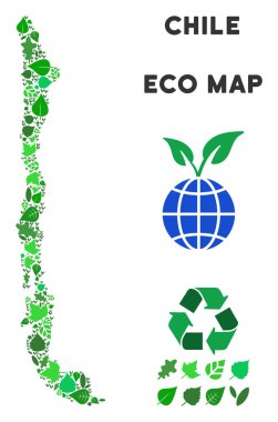 Vektör eko yeşil mozaik Şili Haritası