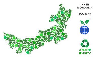 Vektör eko yeşil kolaj Çin İç Moğolistan haritası