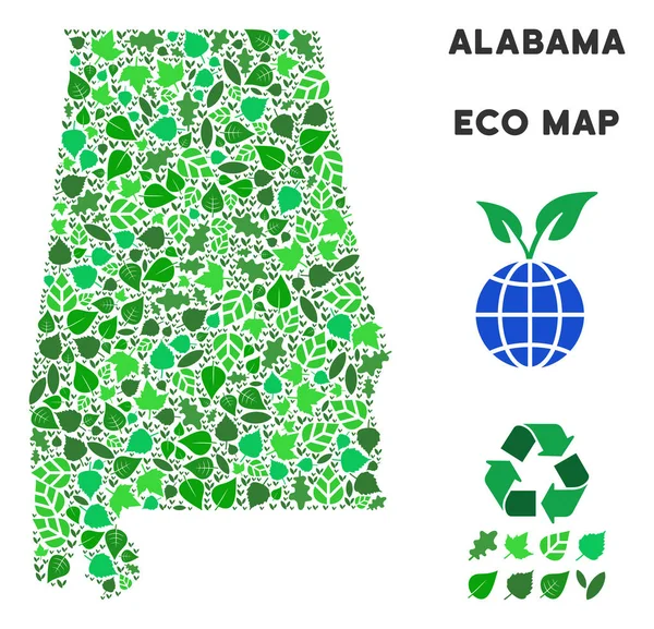Vektör eko yeşil mozaik Alabama Eyalet harita