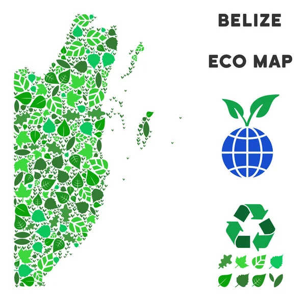 Vector Ecología Verde Mosaico Belice Mapa — Archivo Imágenes Vectoriales