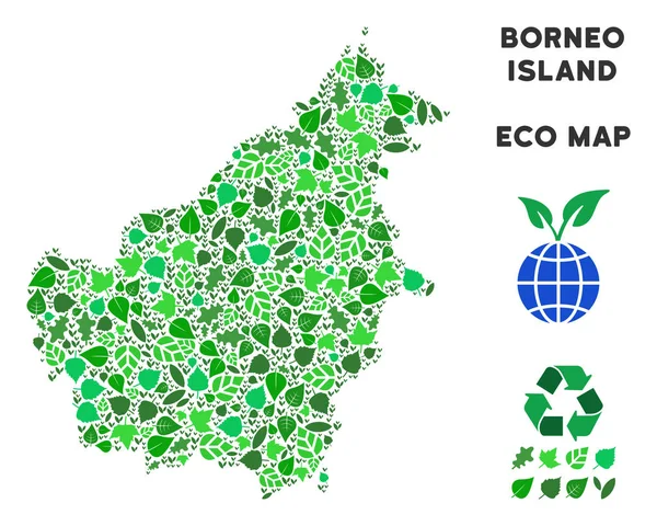 Vektör eko yeşil mozaik Borneo Adası Haritası