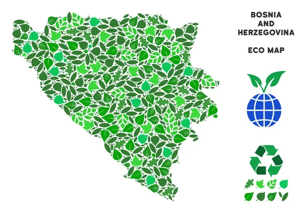 Vektör eko yeşil mozaik Bosna-Hersek Haritası