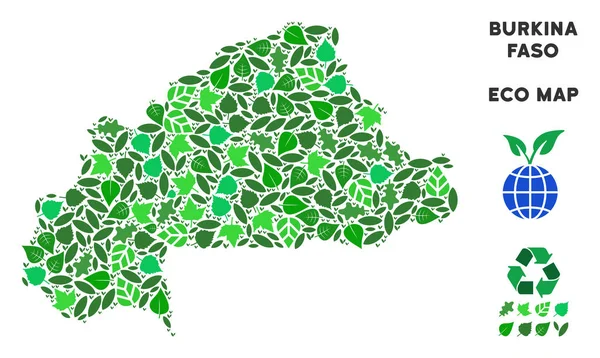 Vektör yaprak yeşil kompozisyon Burkina Faso Haritası