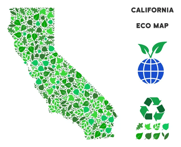 Vektör eko yeşil kolaj California haritası