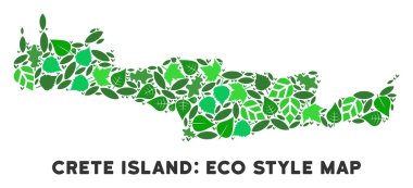 Vektör eko yeşil kolaj Girit Adası Haritası
