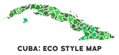 Vektör yaprak yeşil mozaik Küba Haritası