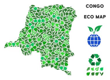 Vektör ekoloji yeşil kolaj Demokratik Cumhuriyeti Kongo Haritası