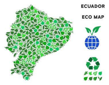 Vektör eko yeşil kompozisyon Ekvador Haritası