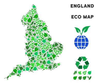 Vektör eko yeşil kolaj İngiltere Haritası