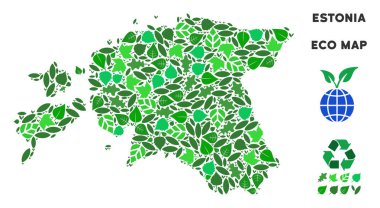 Vektör eko yeşil kompozisyon Estonya Haritası