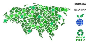 Vektör yaprak yeşil mozaik Eurasia harita