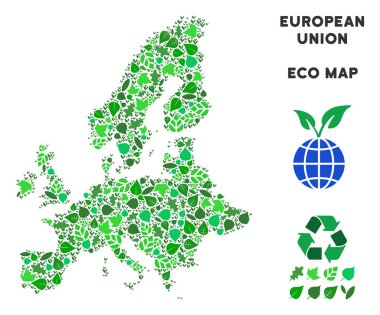 Vektör eko yeşil kolaj Avrupa Birliği Haritası
